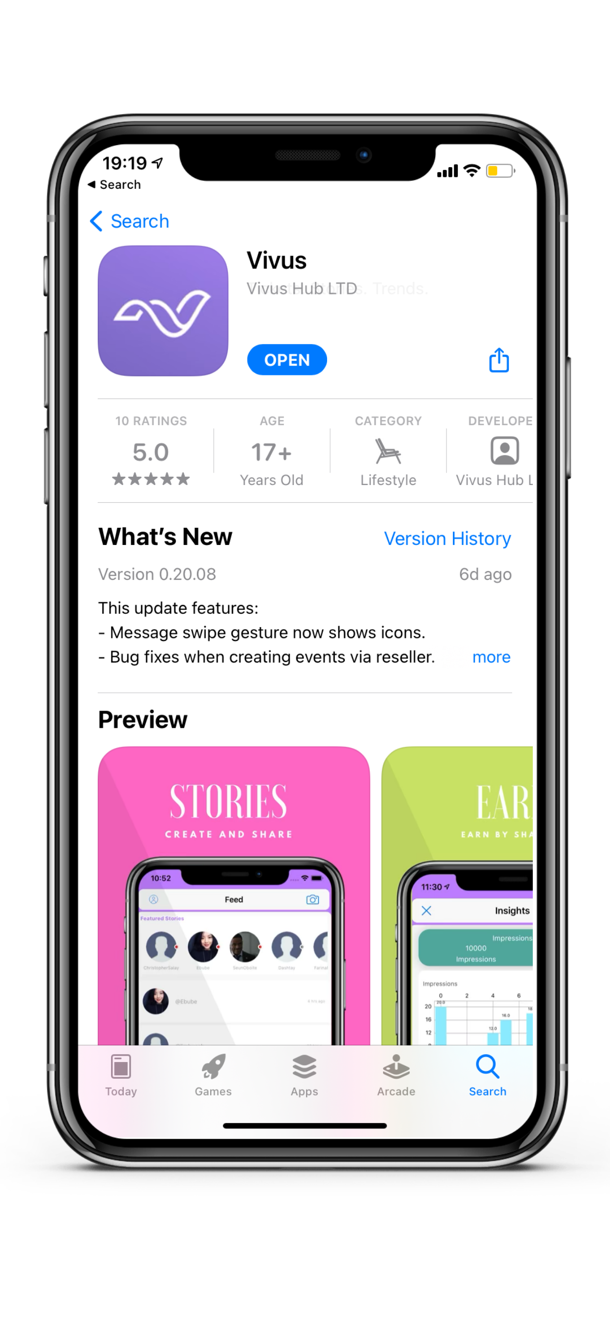 Vivus Hub app messages